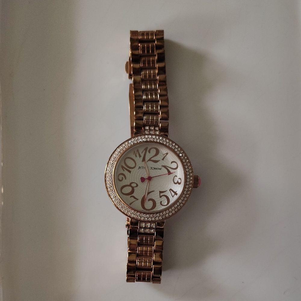 Betsey Johnson Rose Gold Watch with Crystal Bezel